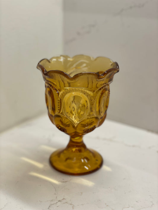 Vintage Amber Pedestal Compote