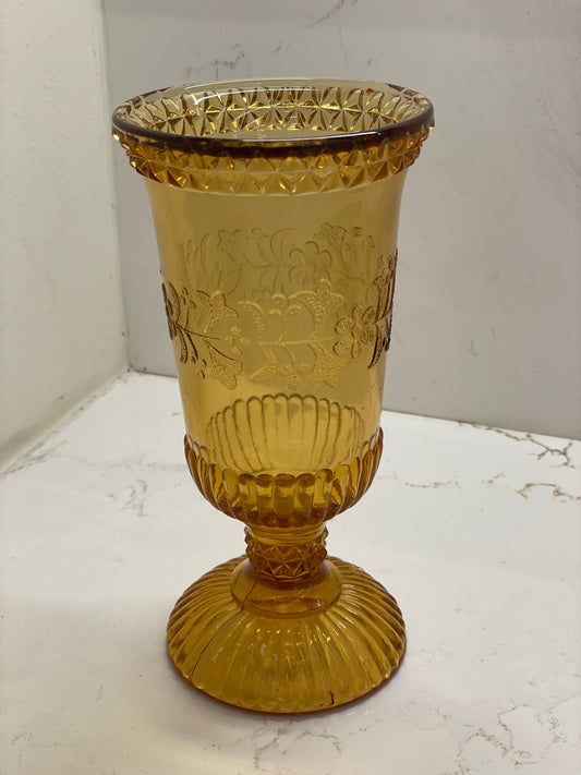 Amber Glass Pedestal Compote