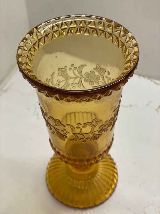 Amber Glass Pedestal Compote