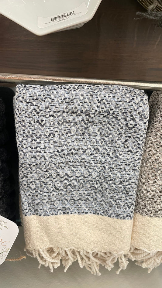 Blue and Beige Hand Towel