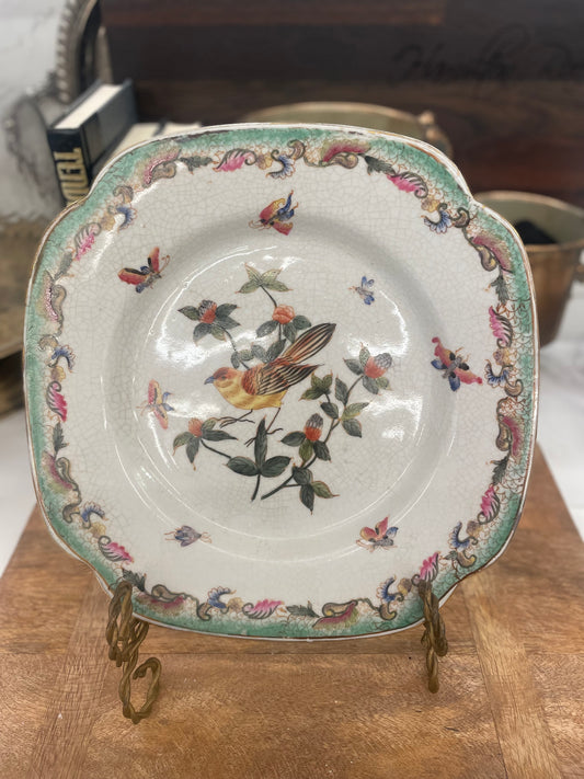 Antique Floral Bird Plates