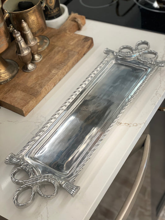 Silver Tray With Rope Design