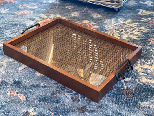 Wood and Glass Serving Tray