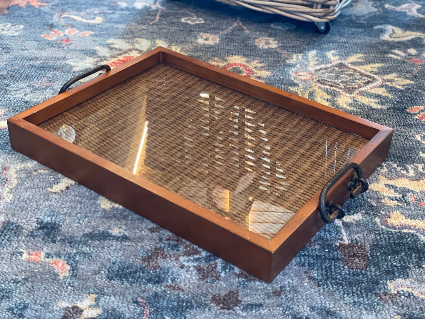 Wood and Glass Serving Tray