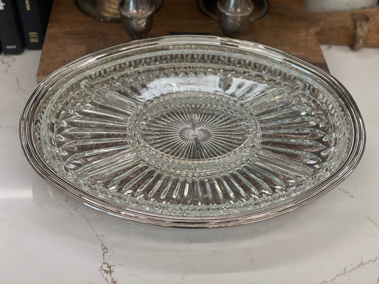 Silver Plate with Glass Dish