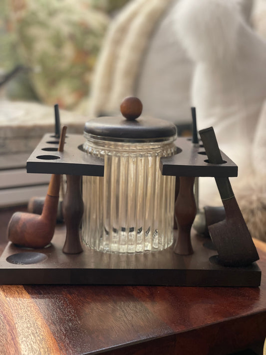 Vintage Pipe Stand with Jar