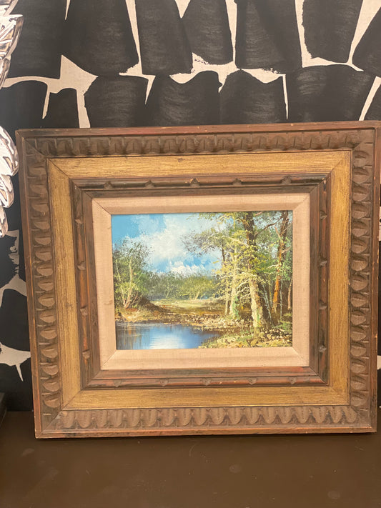 Landscape Painting with Wood Frame