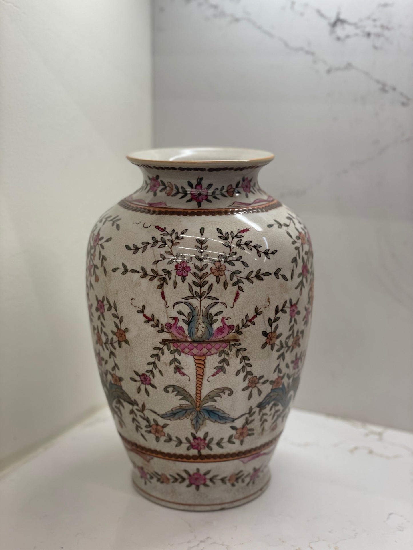 Vintage Vase with Floral Design
