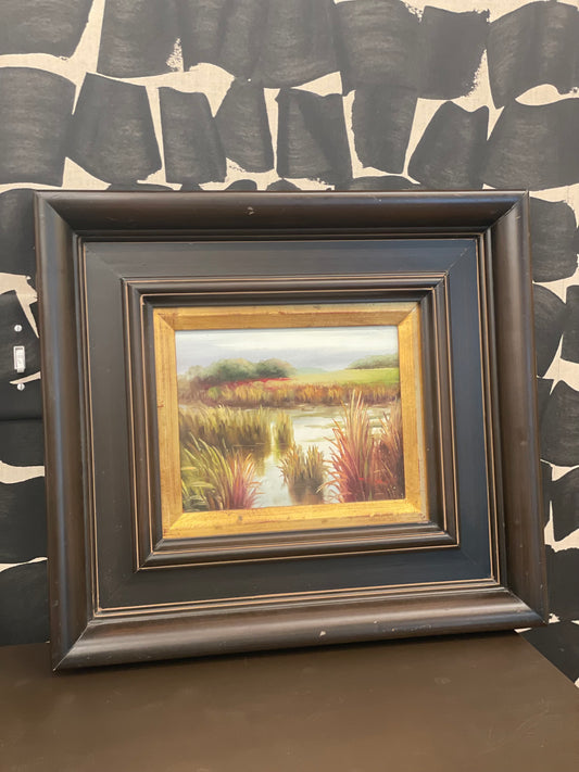 Framed Acrylic River Painting