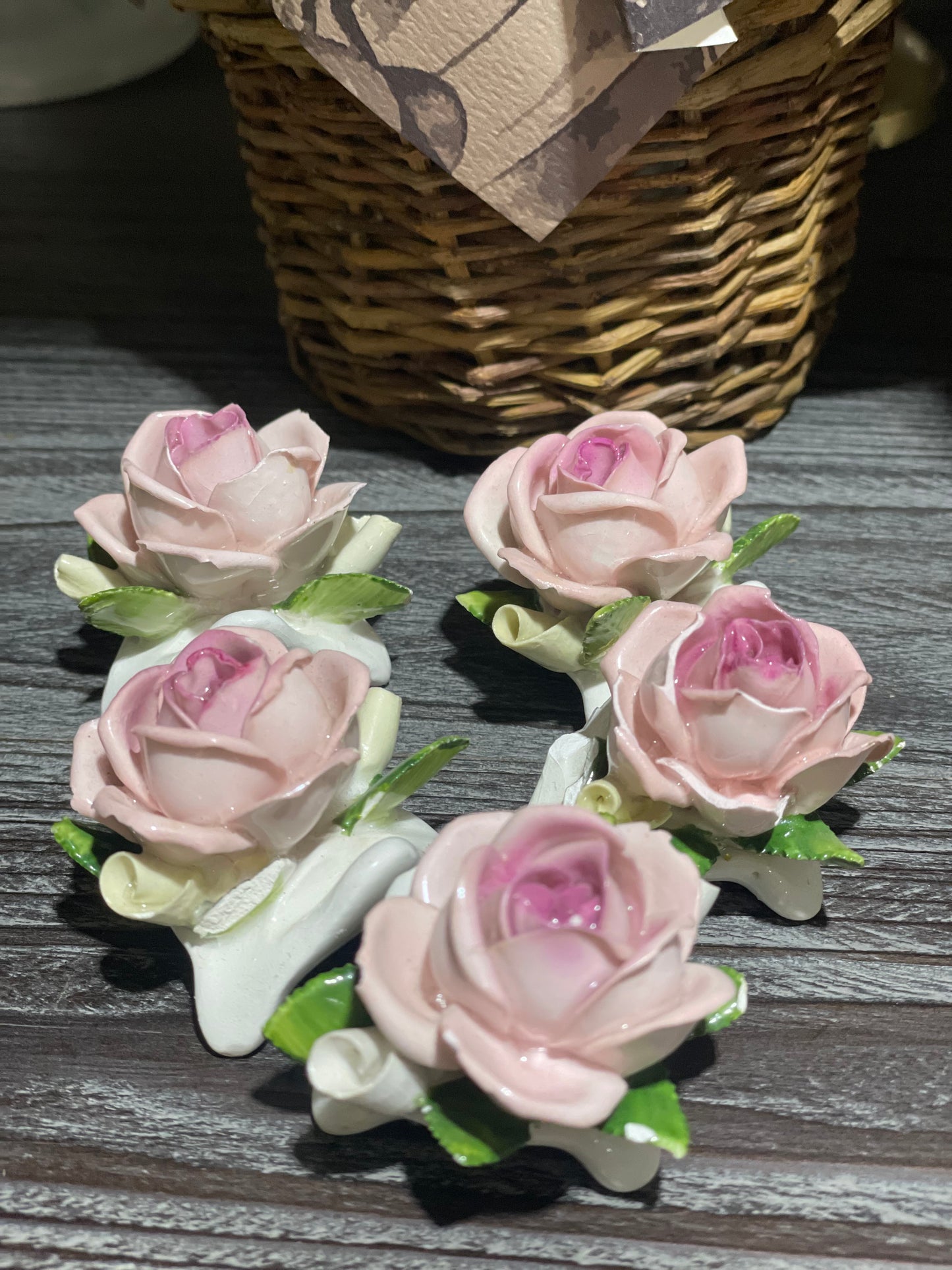 Porcelain Rose Card Holders