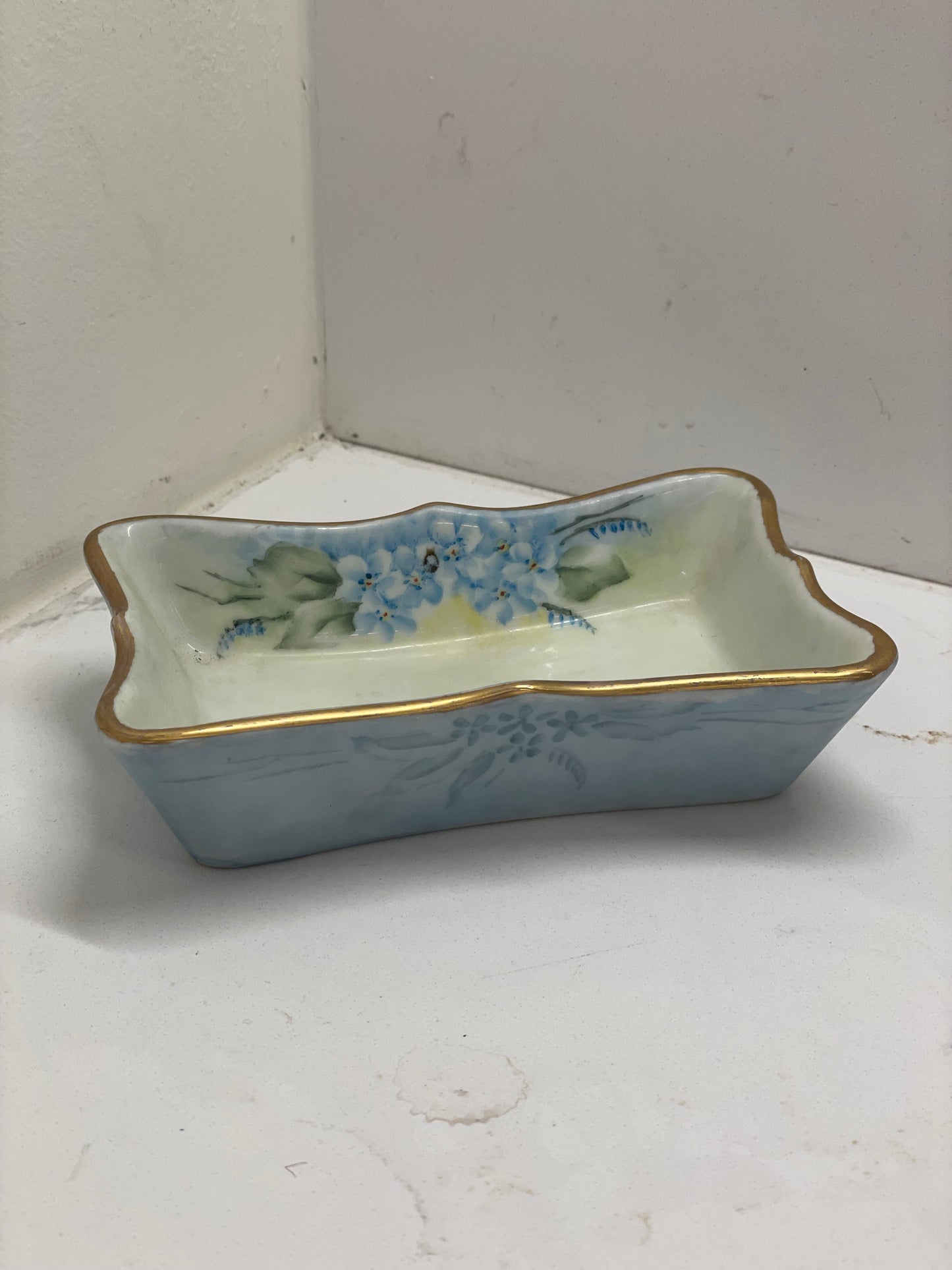 Blue Floral Trinket Dish