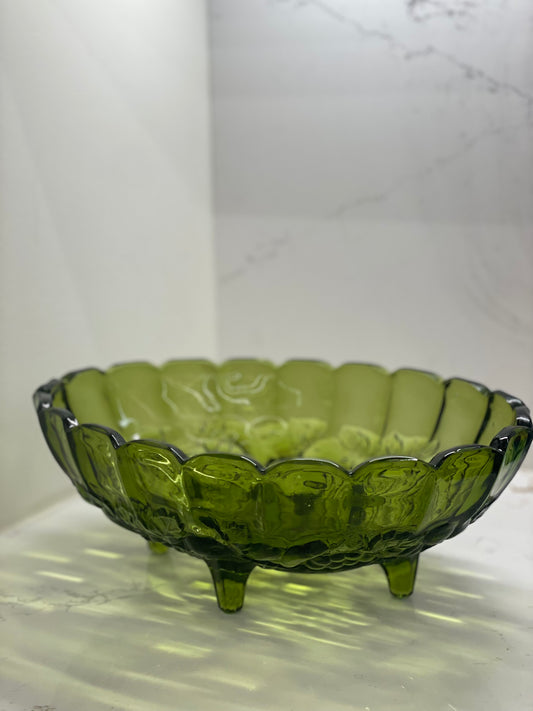 VTG. Green Glass Fruit Bowl