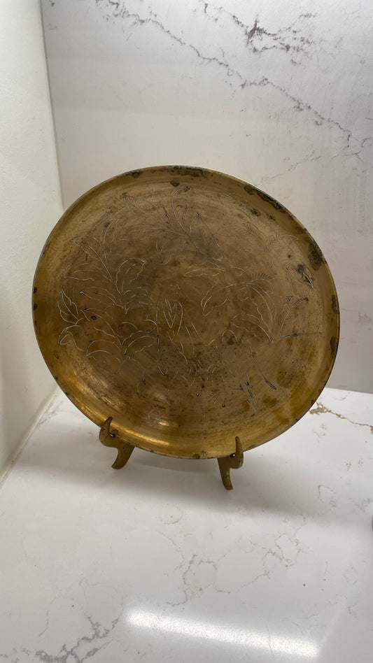 Vintage Etched Brass Bowl