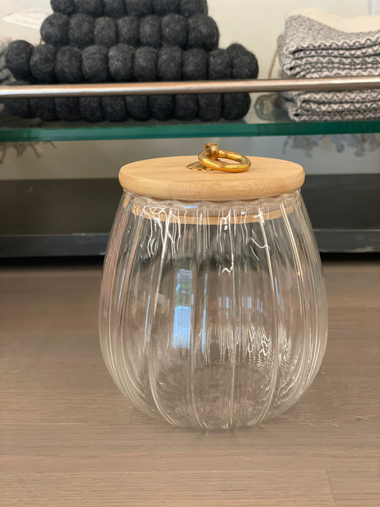 Round Bamboo/Glass Jars