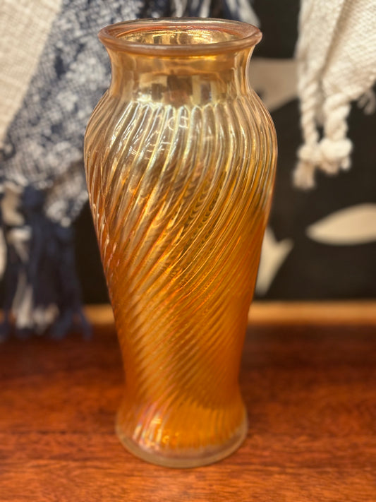 VTG. Iridescent Carnival Swirl Vase