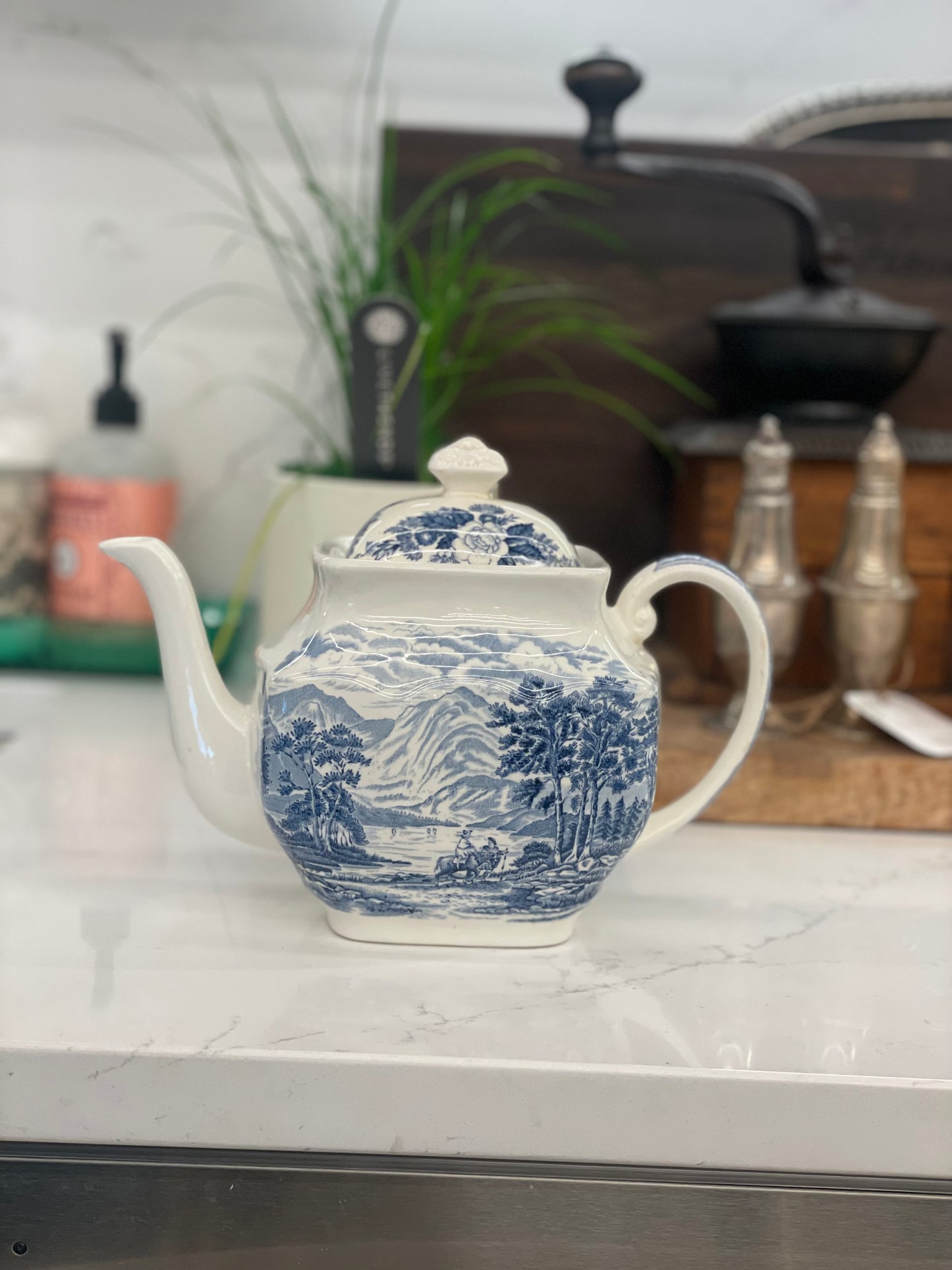 Vtg. R.W Blue Transferware Teapot