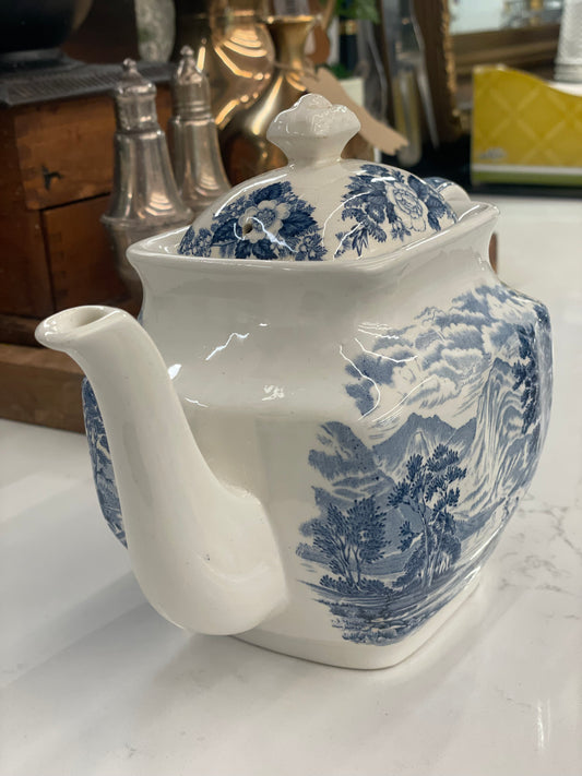 Vtg. R.W Blue Transferware Teapot