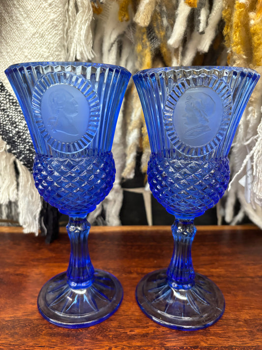 The Washingtons' Cobalt Glass Goblets (2)