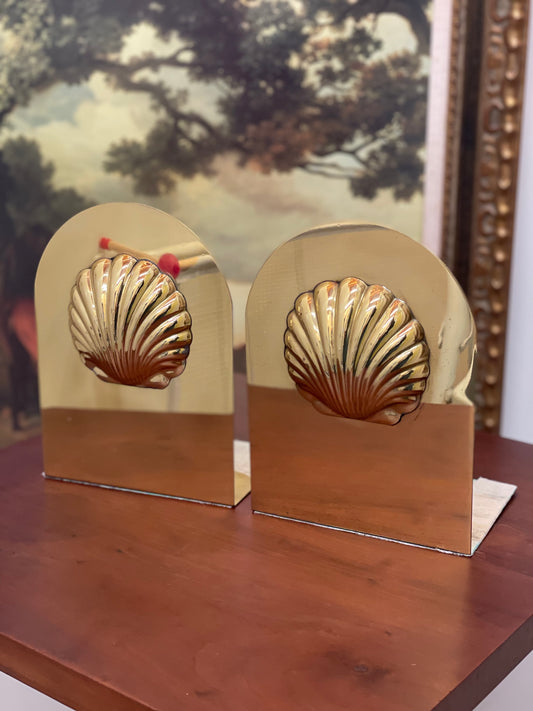 Brass Seashell Bookends