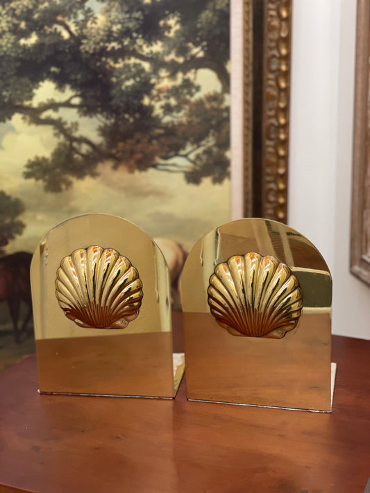 Brass Seashell Bookends