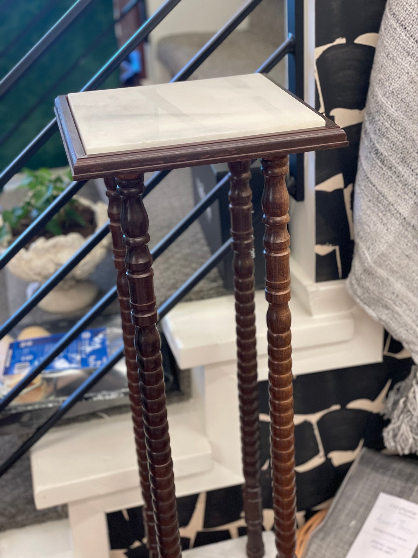 Antique Marble Top Plant Stand