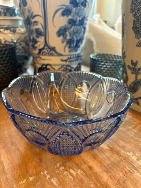 Blue Glass Decorative Bowl