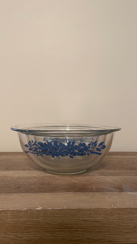 Clear/Blue Pyrex Bowls Set of 3