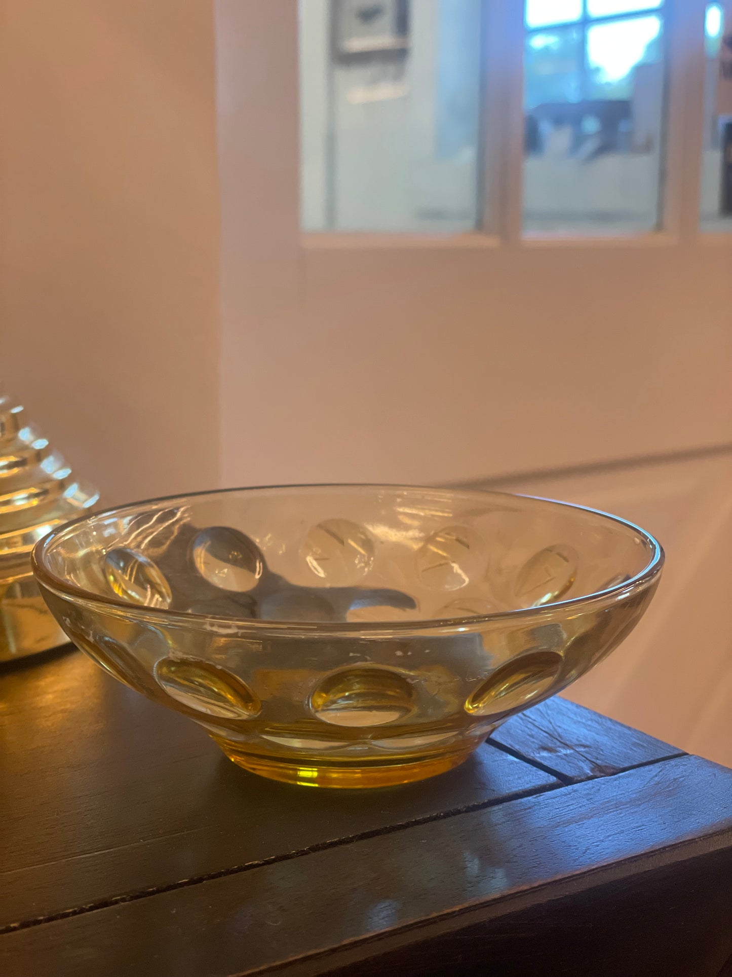 Amber Glass Dot Bowl