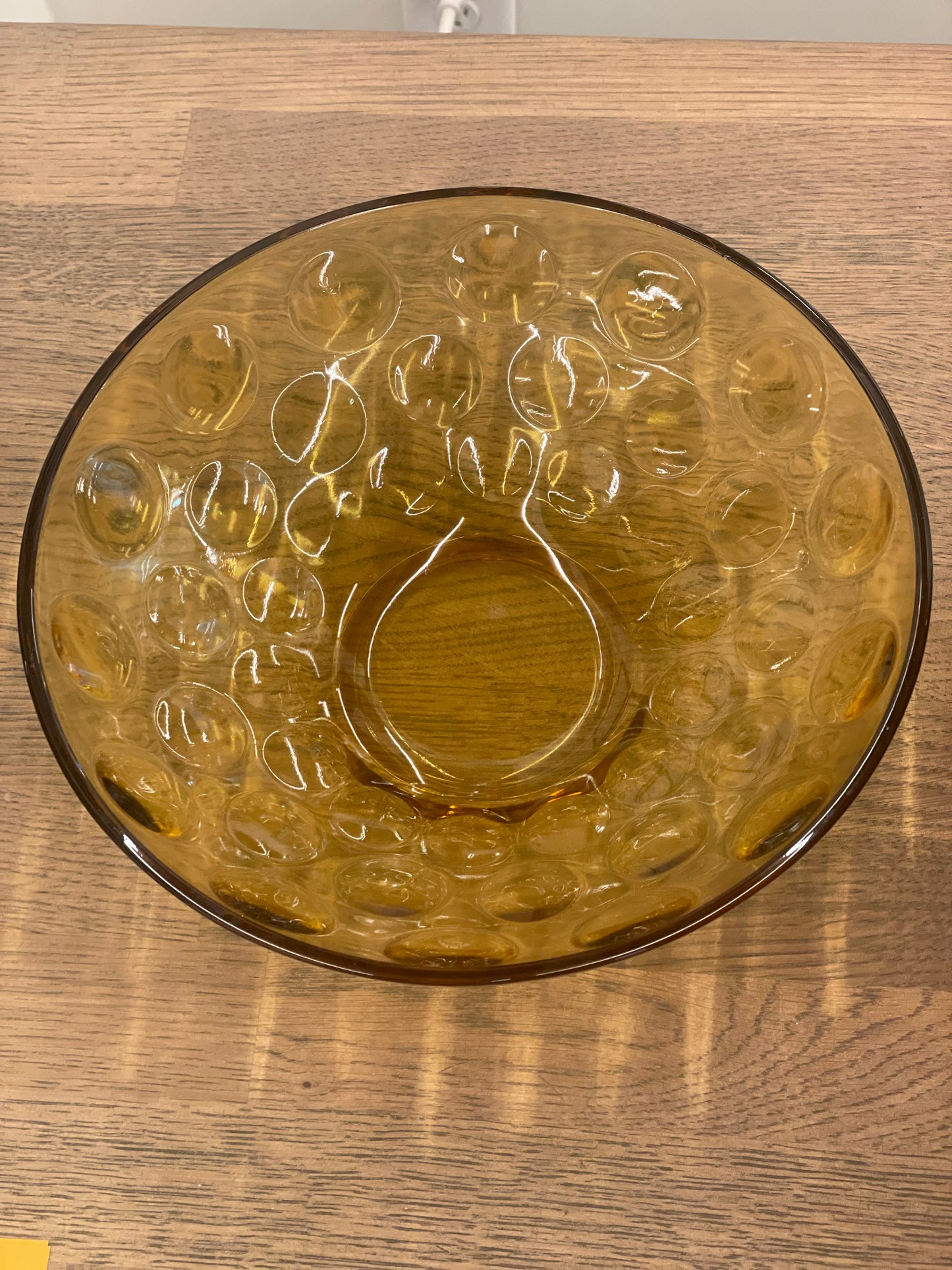 Amber Glass Dot Bowl