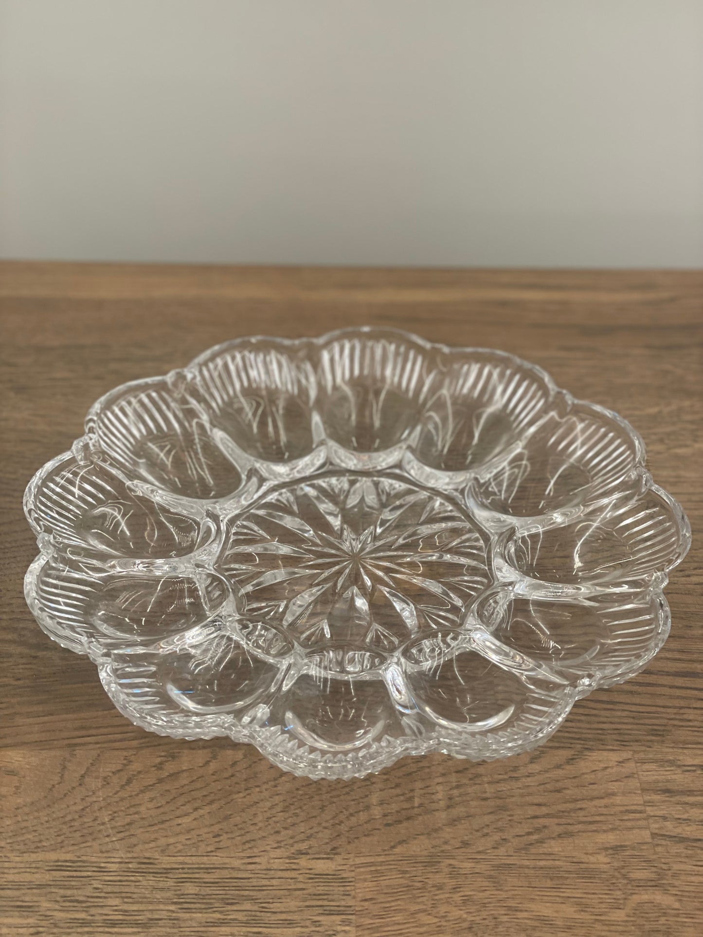 Vtg. Glass Deviled Egg Serving Dish