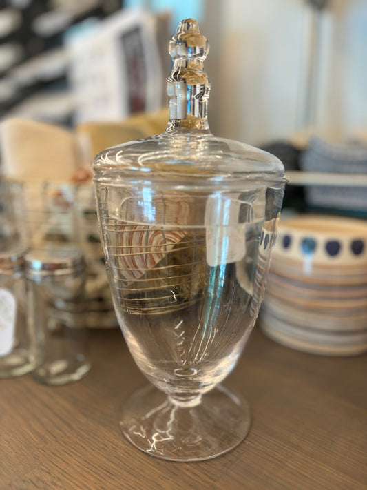 Clear Glass Footed Jar