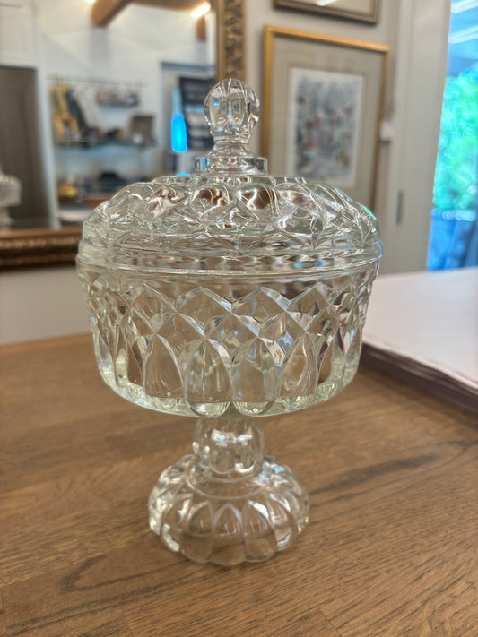 Glass Lidded Pedestal Bowl