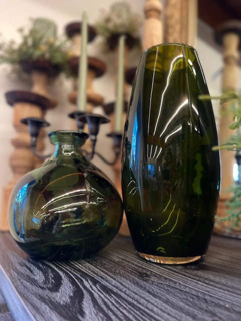 Olive Green Vase (Short)