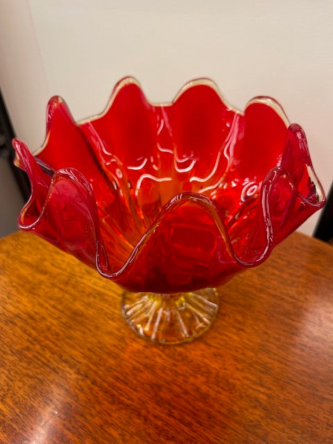 Amberina Handkerchief Bowl