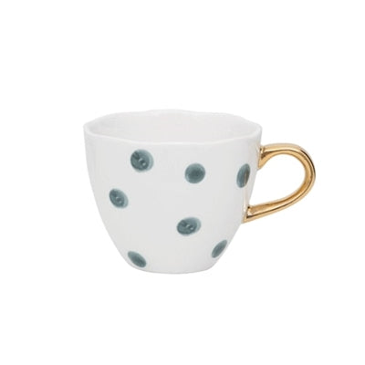 GOOD MORNING COFFEE CUP SMALL DOTS BLUE GREEN