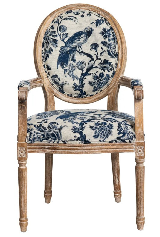 BLUE FOWL & FRUIT JACQUARD CHAIR