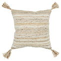 Neutral Woven Stripe Pillow with Tassels