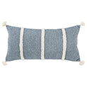 Blue and Natural Striped Tassel Pillow