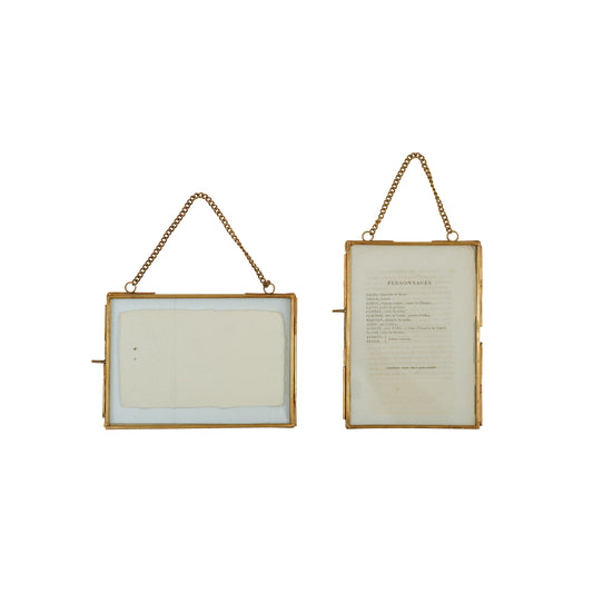 Brass and Glass Photo Frame Set with Chain