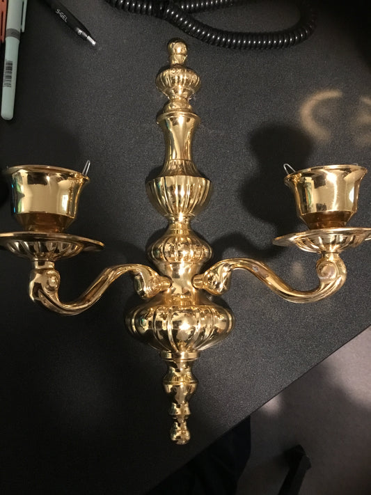 Pair of Solid Brass Candle Sconces