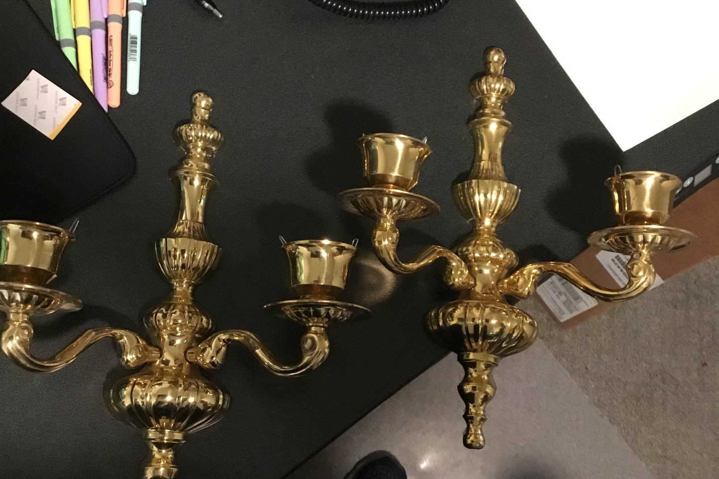 Pair of Solid Brass Candle Sconces