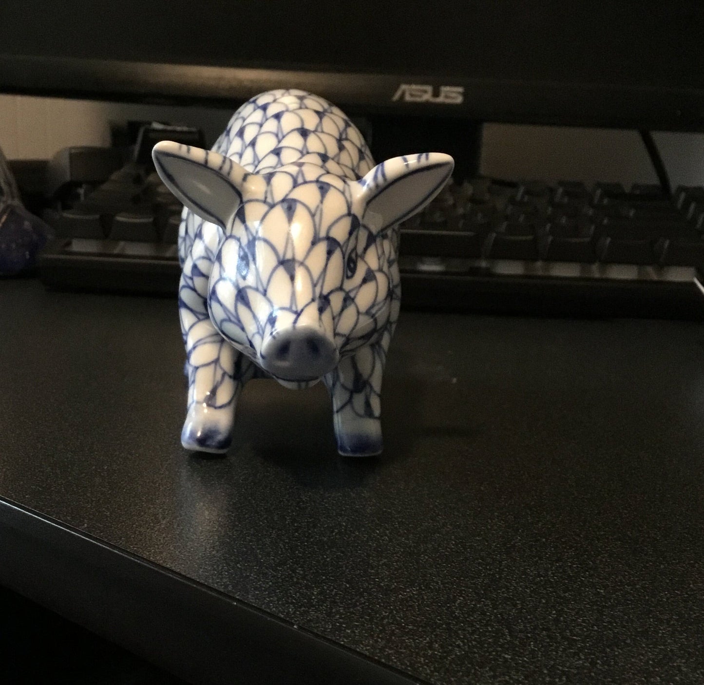 Blue & White Pig