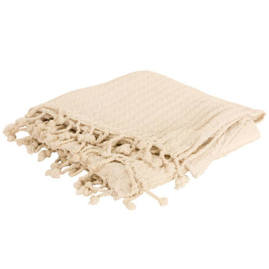 Cream Cable Knitted Throw Blanket