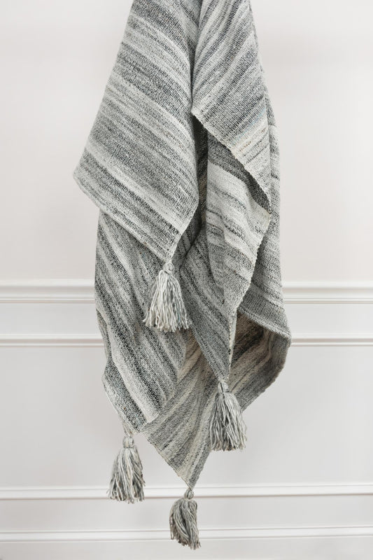 Tasseled Grey Throw Blanket