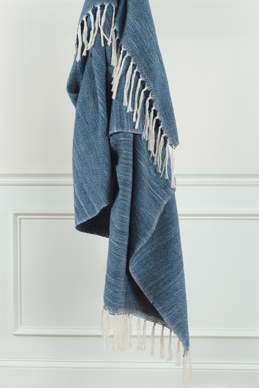 Blue Throw with Fringe