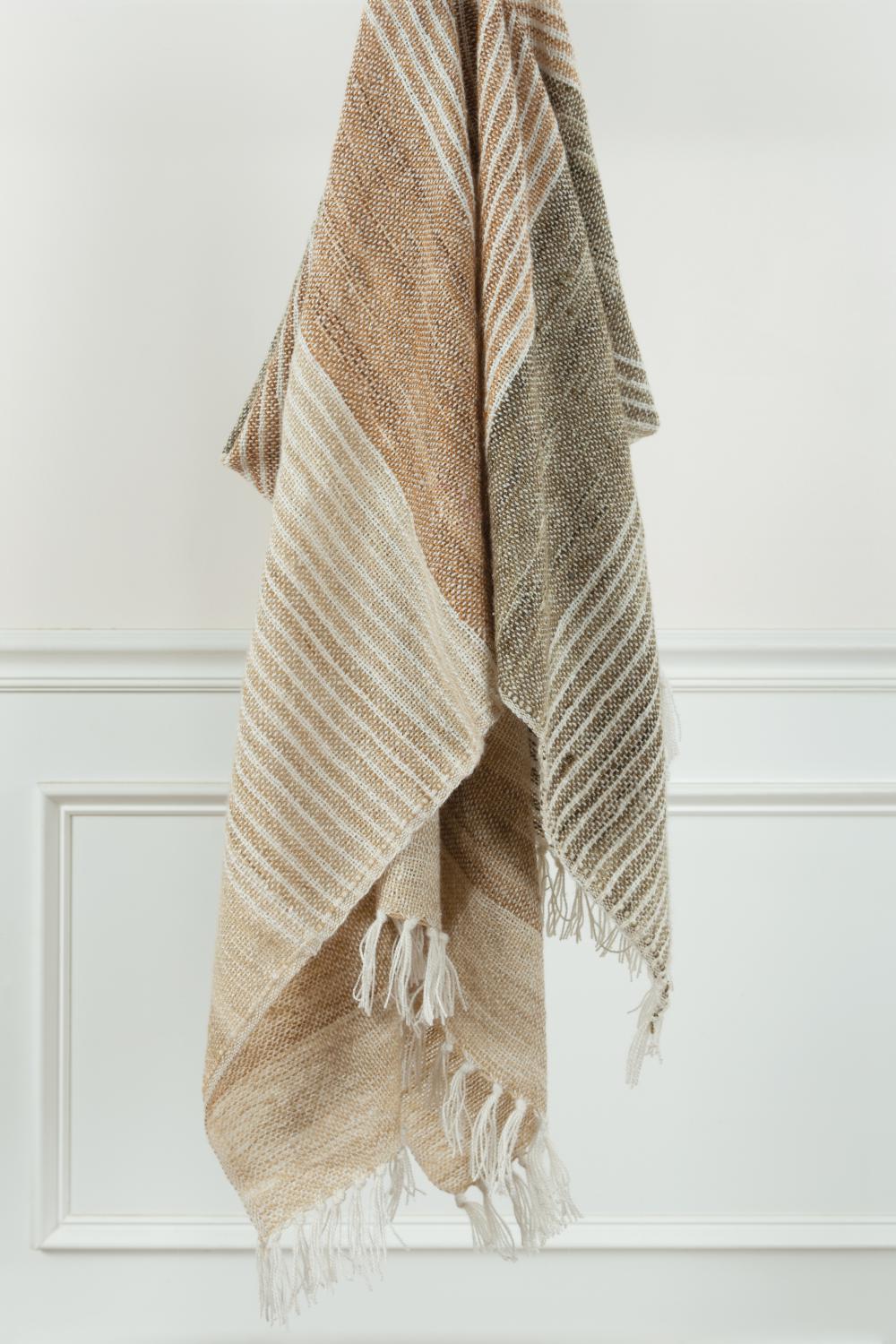 Brown Striped Throw Blanket