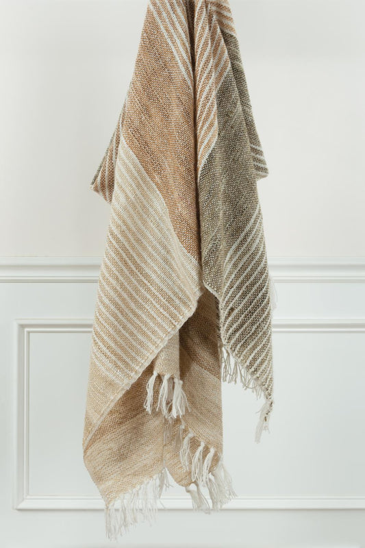 Brown Striped Throw Blanket