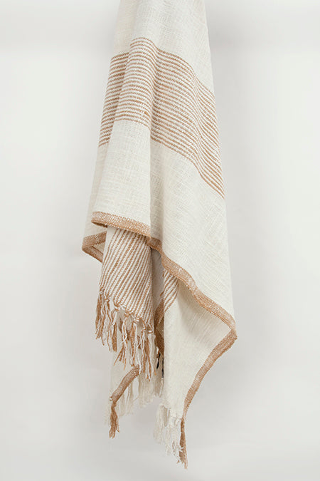 Brown and White Striped Throw Blanket