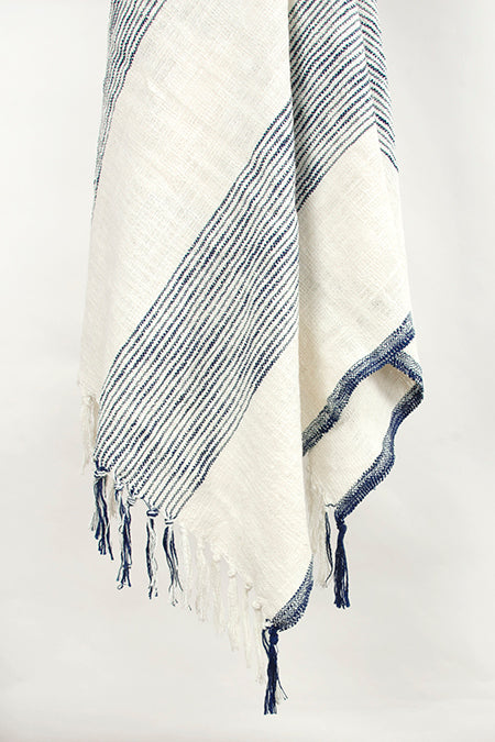 Blue and White Striped Throw Blanket