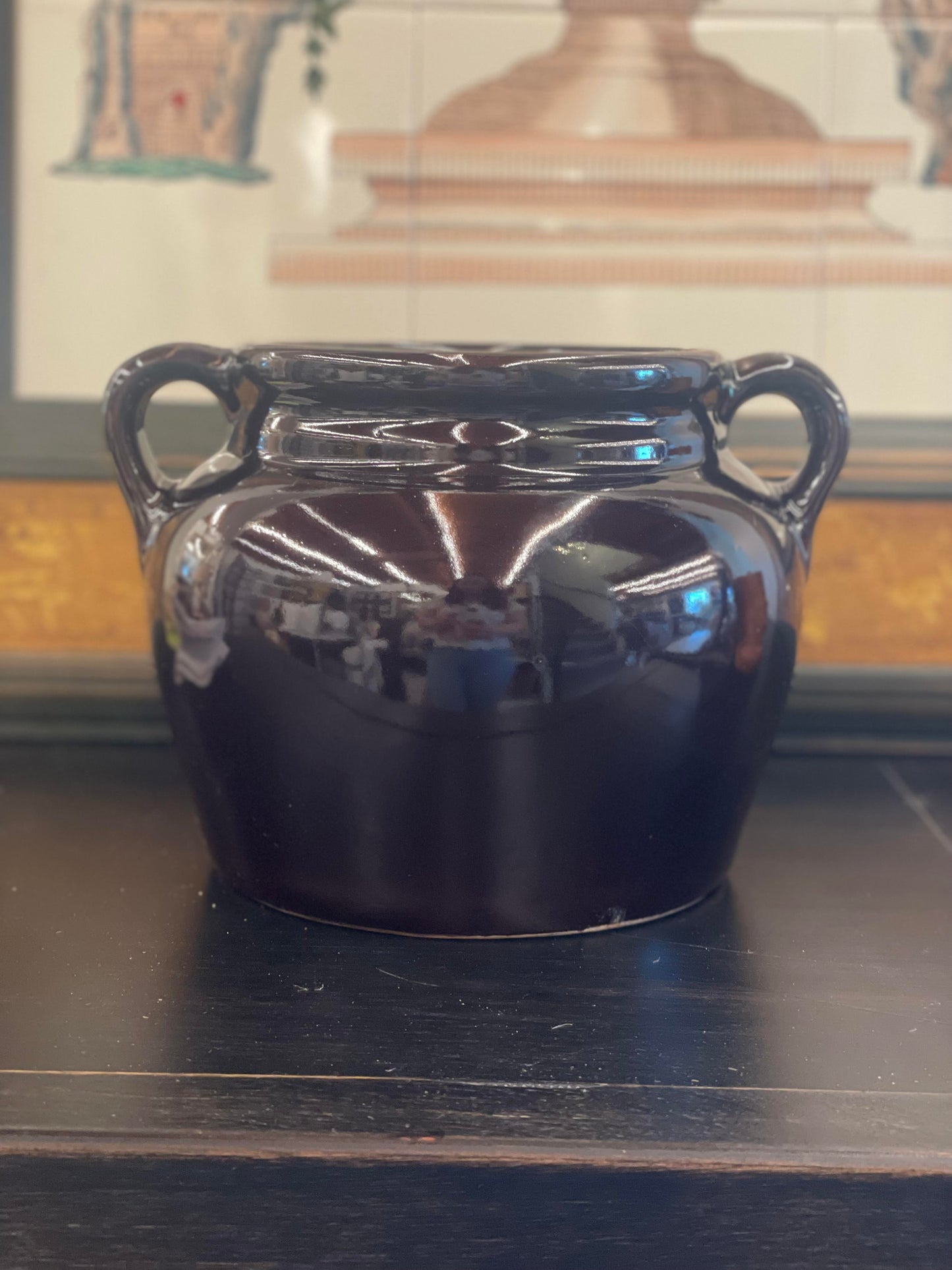 Vintage Brown Bean Pot